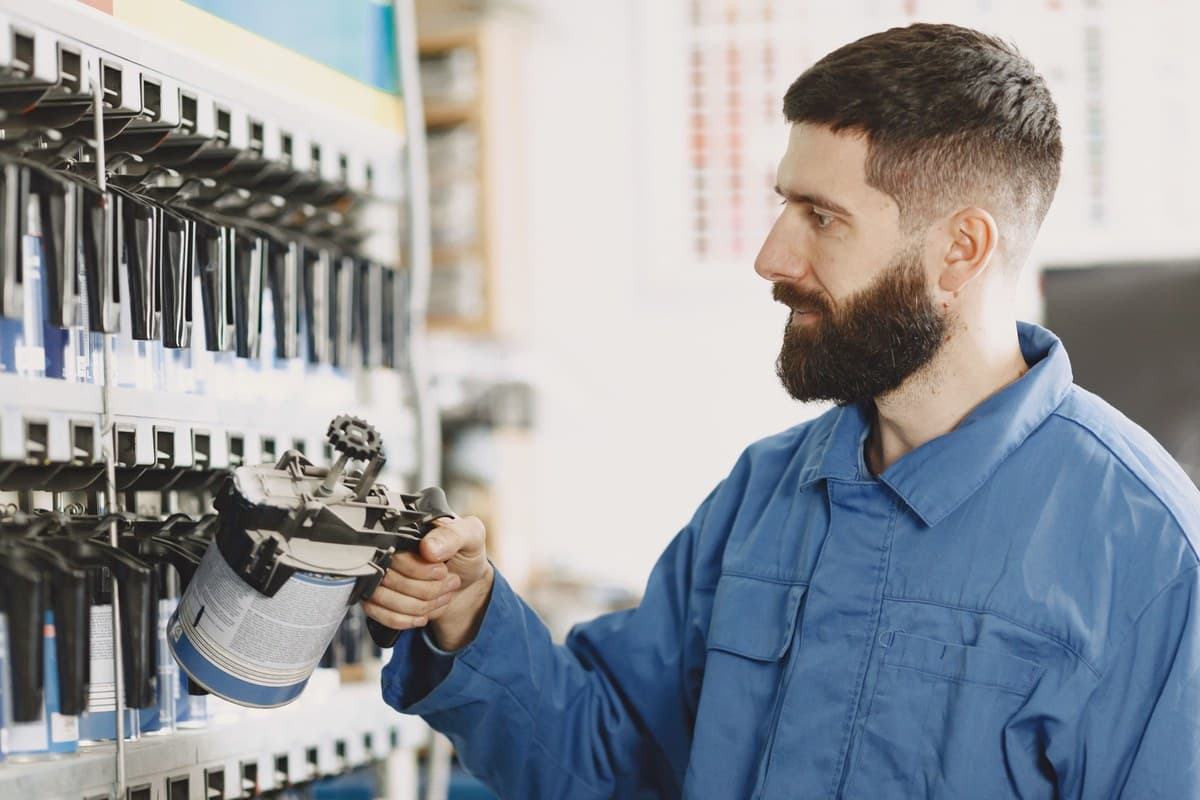 Repair or Replace Damaged Auto Paint: How to Decide 1 Auto paint technician selecting the correct factory color match at a paint mixing station
